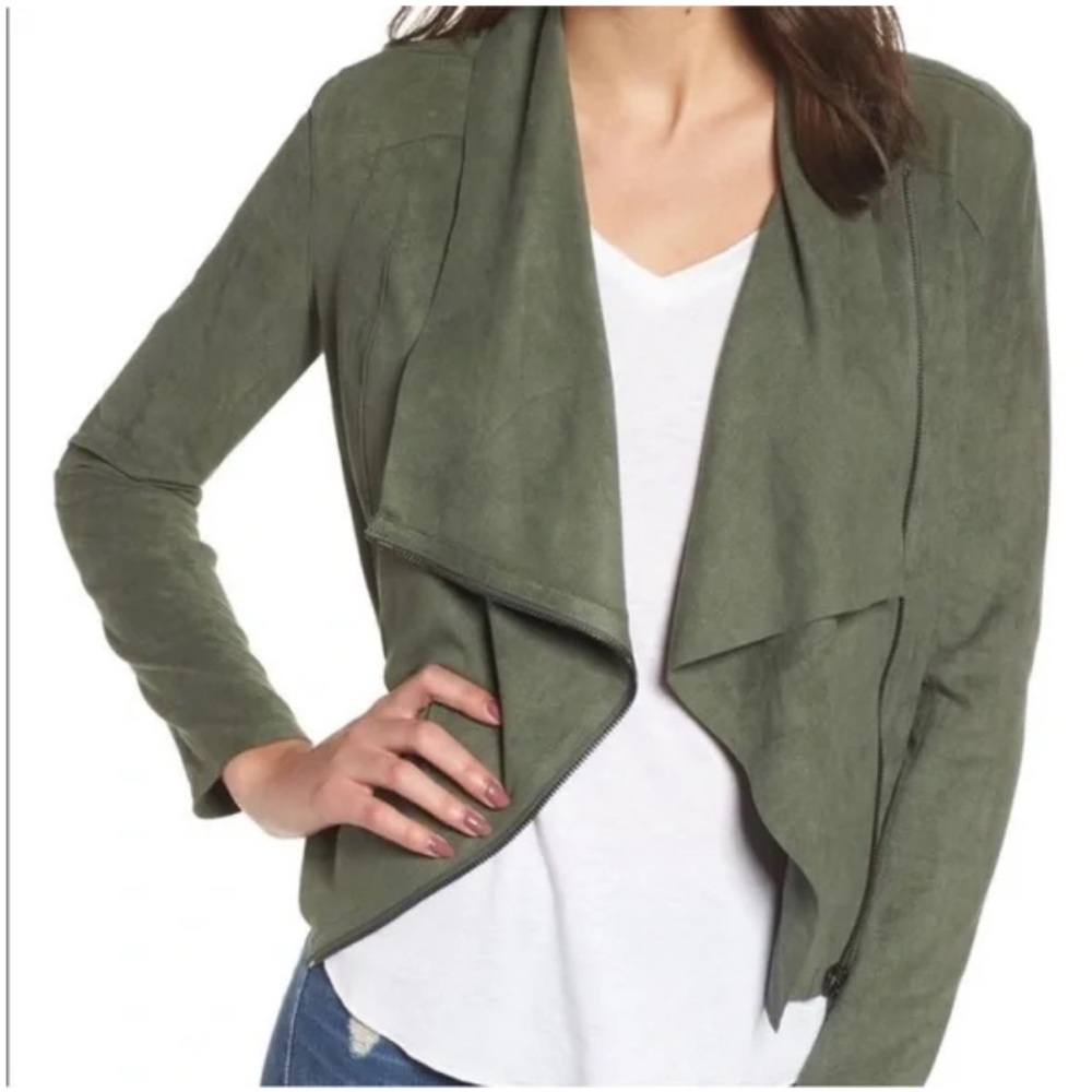 BlankNYC Faux Suede Drape Front Jacket